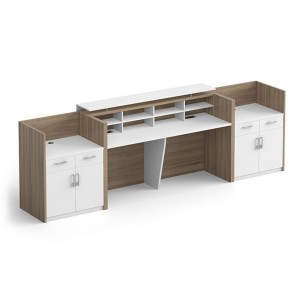 2-Person Shared Peninsula Reception Desk wDrawers