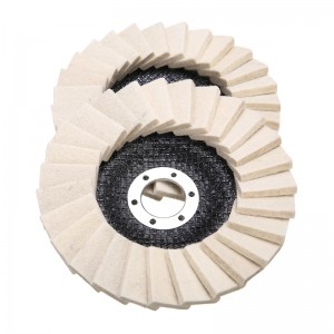 [မိတ္တူ] Stainless Steel Polishing Wheel ကို ပွတ်ခြင်းအတွက် Abrasive Wool Felt Flap Disc
