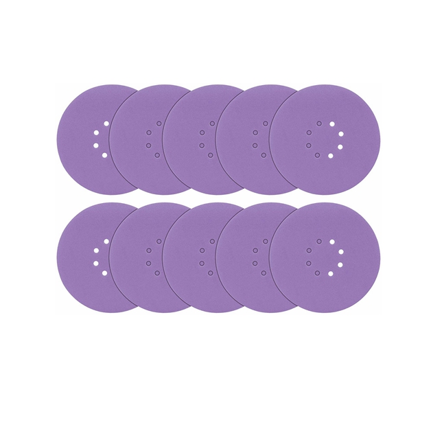 Purple Sanding Discs 100 Grit 8 Hole Hook နှင့် Loop Sand Paper အထူးအသားပေးပုံ