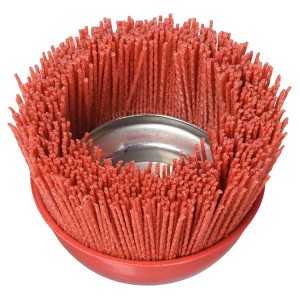 Nylon Filament Abrasive Wire Brush Wheel ọra Cup Brushes pẹlu okun 5/8″-11