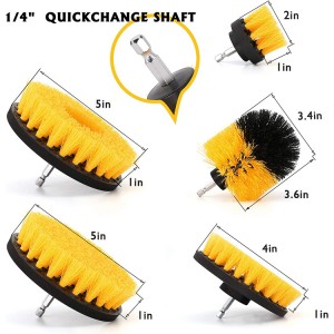 4 Pcs Brush Attachment Set Drill Cleaning Brush nga adunay Extend Attachment Power Scrubber Brush Kit