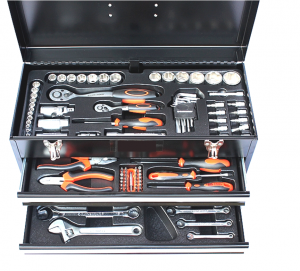 Rankinių įrankių rinkinys Aukštos kokybės 103 dalių kombinuotas rankinių įrankių rinkinys su metaliniu dėklu