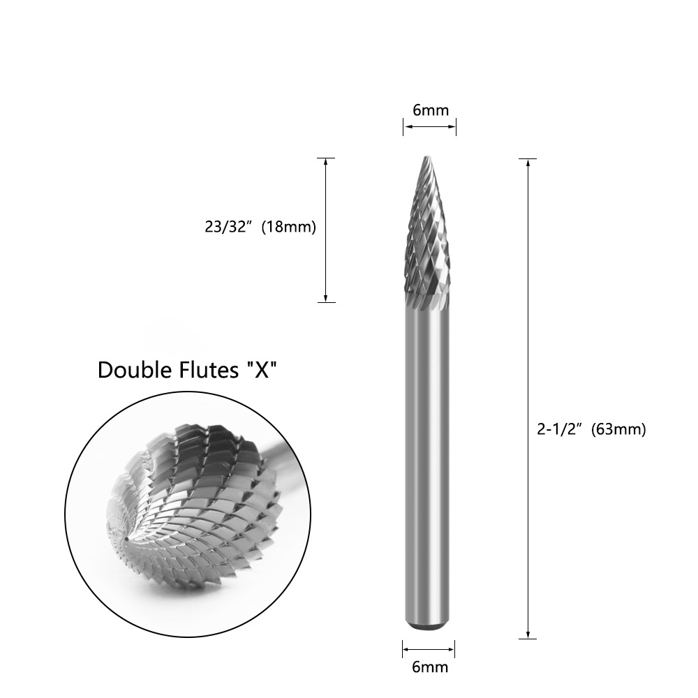 G0618 Carbide Tungsten Rotary Burrs Pikeun Metal Grinding Diulas Gambar