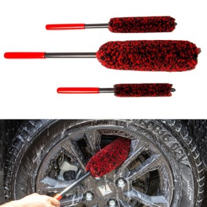 3pcs microfibra escova de roda flexível para detalhes de pneus escova de limpeza antiarranhões para cuidados com o carro