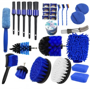 Blue Household Sweeper Car Cleaning Brush Set Մեքենայի անիվների ինտերիերի մաքրման համար