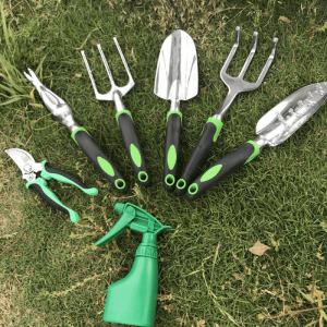 Εργαλεία κήπου αλουμινίου 11 τμχ με υφασμάτινη τσάντα και πάγκο γονάτων