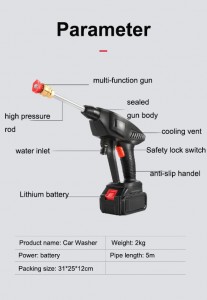 SC-HRX01-2 Visokotlačna vodna pištola za avto Večfunkcijska pralna pištola za pranje avtomobilov Prenosni pralni stroj za avtomobile