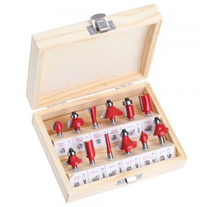 Nova arribada 12PCS 6mm Shank Red Router Bit Set with Wood Case for Woodworking
