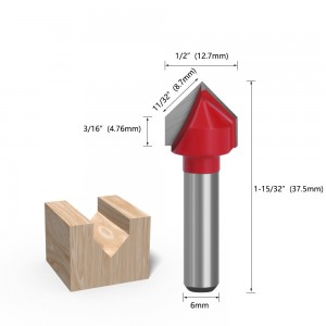 New Arrival 12 STK 6 mm skaft rødt treverk fresebitsett med trekoffert for trebearbeiding