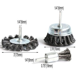 Twisted Steel Wire Brush 75mm 25mm Stainless Steel Wire Brushes for Cleaning rust Removing