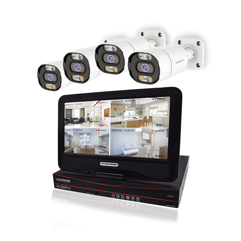 3MP 4 Channels POE NVR Kits With LCD Screen 5MP Dual Lights Two Way Audio EJ-NP4C301-L-LATA / EJ-NP4C501-L-LATA