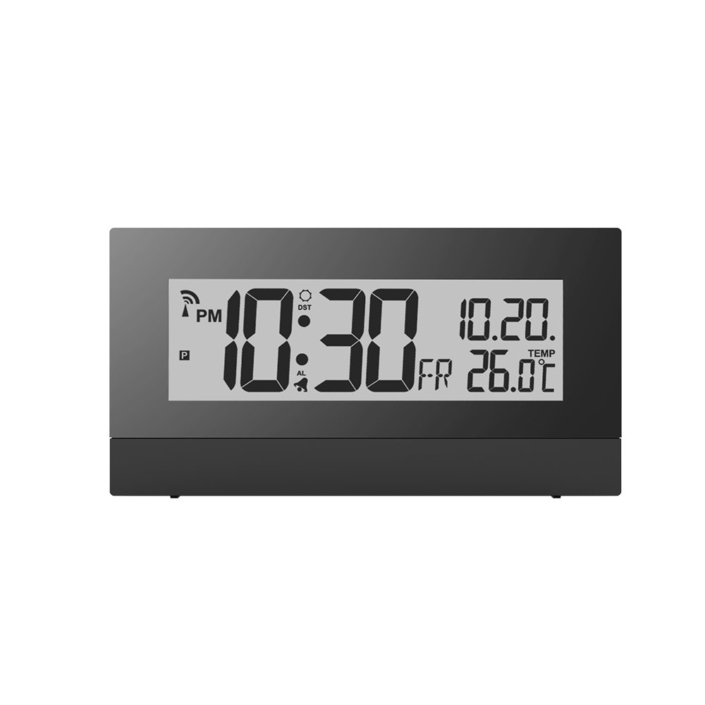 Digital Desk Clock Radio Controlled With Calendar And Temperature