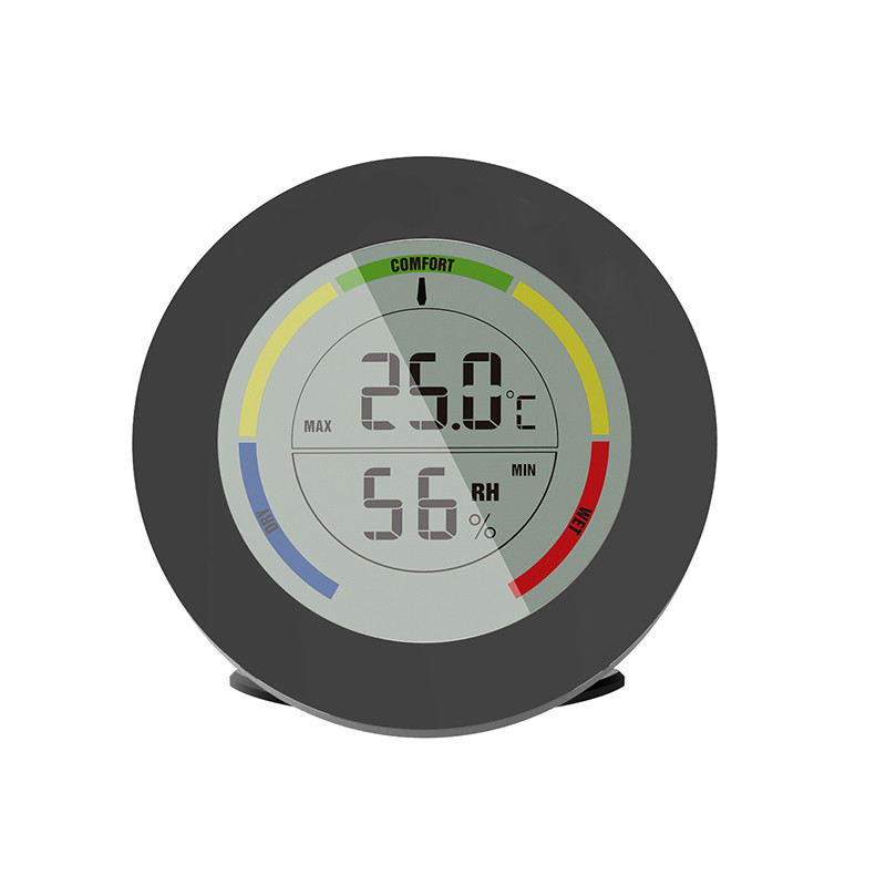 Modern Round Hygrometer Thermometer In Colored Indicator