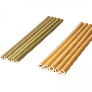 Green bamboo straws
