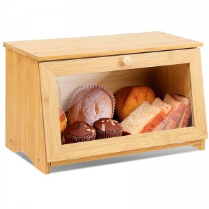 ERGODESIGN Single-layer Bamboo Bread Box With Large Capacity