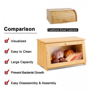 ERGODESIGN Single-layer Bamboo Bread Box With Large Capacity