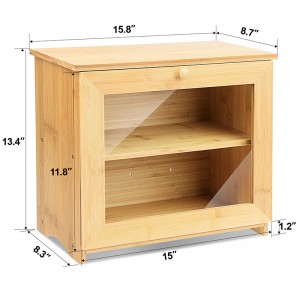 ERGODESIGN Regular Bamboo Bread Box Double Layer with Flat Roof