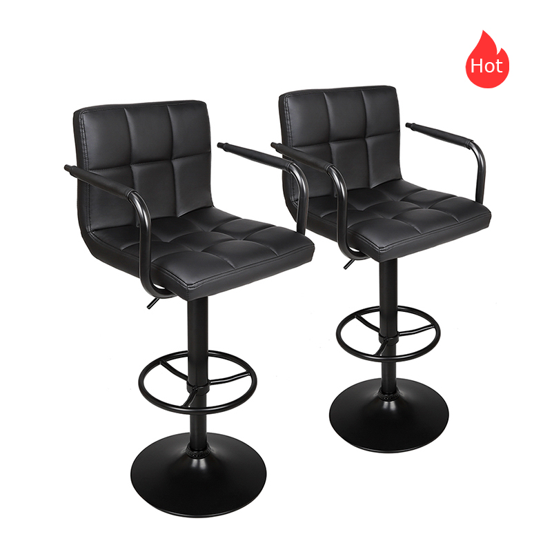 ERGODESIGN Swivel Bar Stools with Backs and Arms and Black Base Set of 2 Featured Image