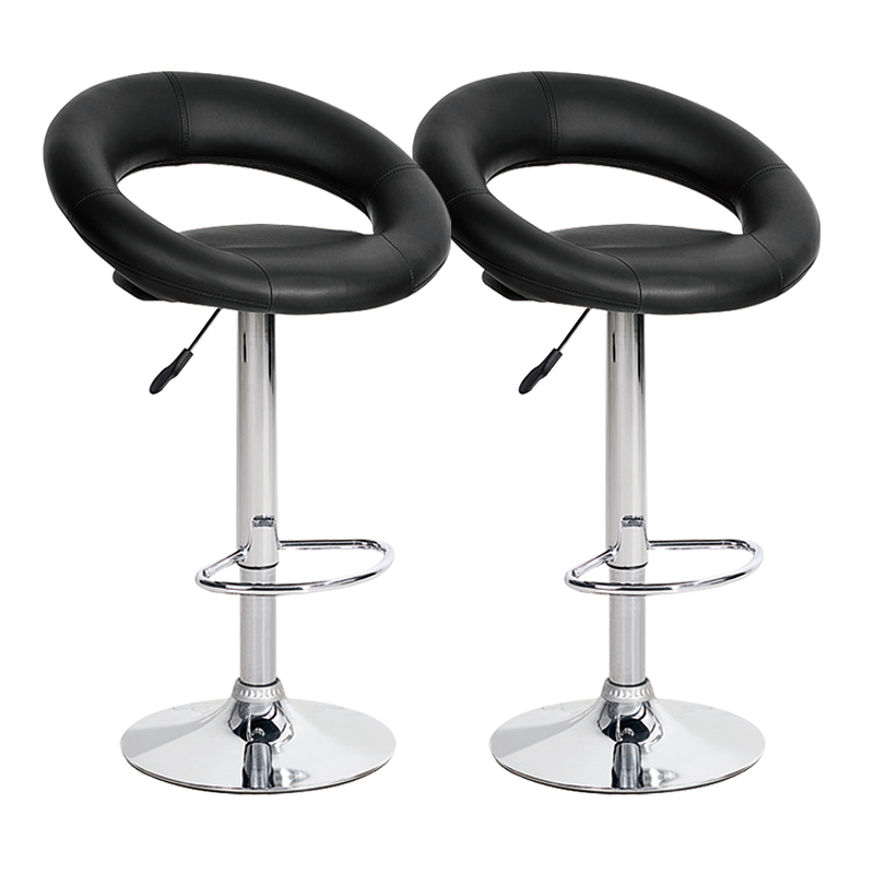 ERGODESIGN Adjustable PU Leather Bar Stools with Round Hollow Back Set of 2 Featured Image