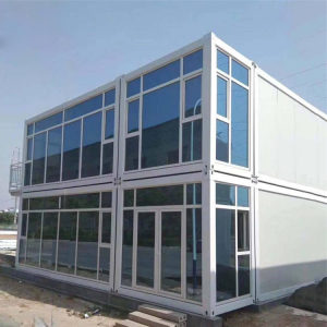 Prefab Modular Container Büro Gebai Prefabrizéiert Stol Struktur flaach Pack Container Haus fir Verkaf