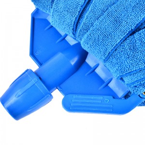 Karsti pārdodu zilu sloksņu mikrošķiedras tīrīšanas mopa galvu ar plastmasas galviņu