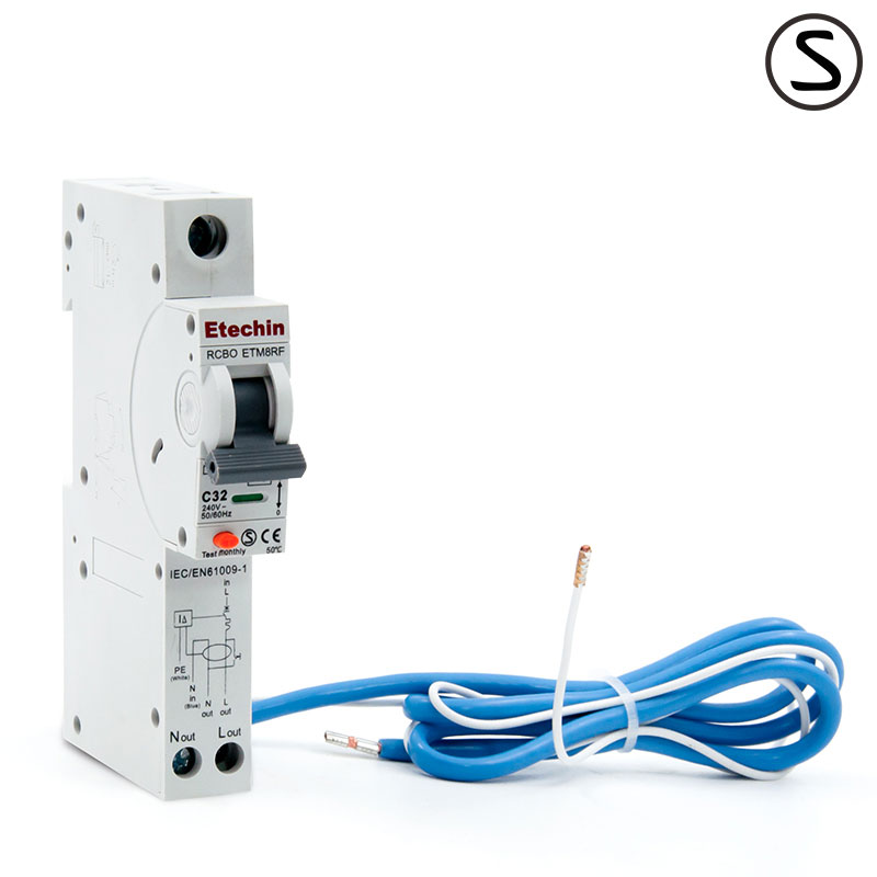 1P+N, RCBO, B, C curve, ETM8RF , Residual Current Breaker with Over-Current protection, din rail ภาพเด่น