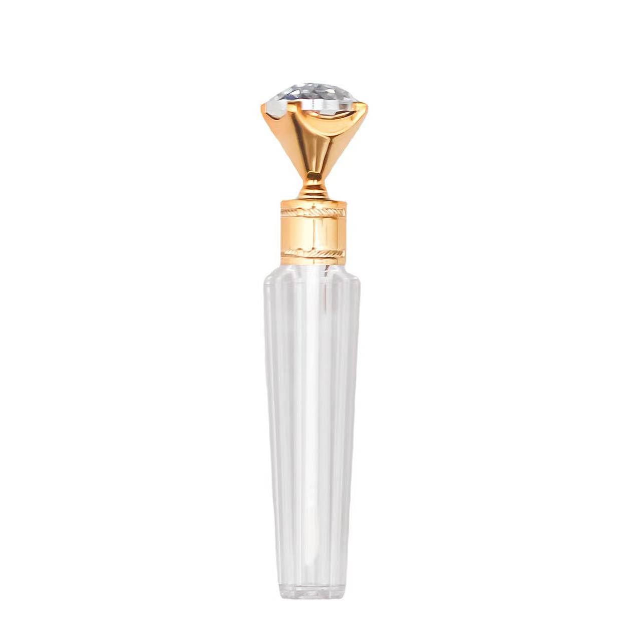 Luxury 4.5ml Empty Gold Crown Top Lip Gloss Wand Tubes Custom Logo Diamond Octagon Lip Gloss Tube Glitter With Brush Applicator