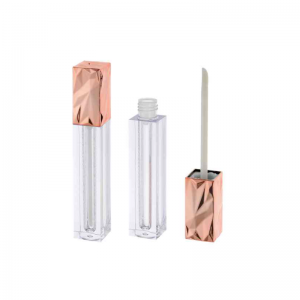 5 ml Fancy Lip Gloss Tubes tušti unikalūs kvadratiniai lūpų blizgio konteineriai su rožinio aukso bangos estetinėmis dangtelio lazdelėmis lūpų aliejui ir lūpų glaistui pagal užsakymą