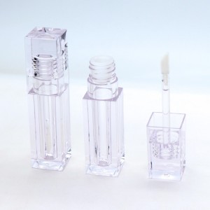 5 ml skaidrios lūpų blizgesio tūbelės su skaidriomis lazdelėmis išgalvotos tuščios kvadratinės lūpų aliejaus talpyklos mieli buteliukai lūpų blizgesiui Aukštos kokybės perdirbami