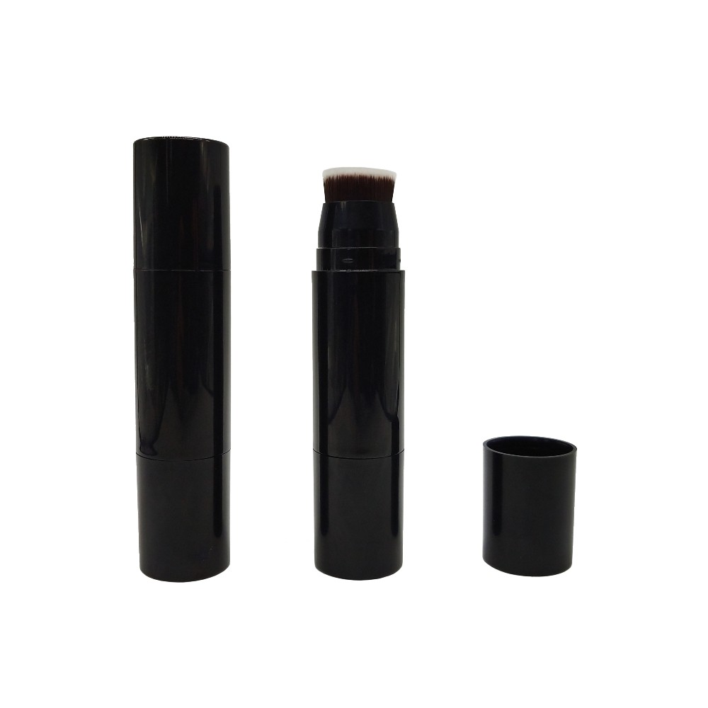 Tubo de corretivo redondo de plástico personalizado por atacado, tubo de bastão de fundação sólida, embalagem de maquiagem com pincel Imagem em destaque