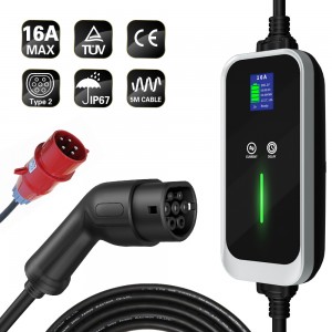 EVSE Charging Type 2 Portable ev charger 3phase 16A koloi e tjhajang 11KW smart ev tjhaja