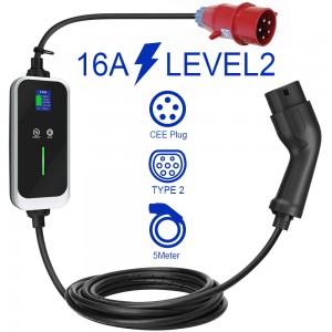 EVSE Charging Type 2 Portable ev charger 3phase 16A koloi e tjhajang 11KW smart ev tjhaja