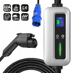 32A Level 2 Portable ev Charger Type 1 plug with Blue CEE plug Electric Car Charger