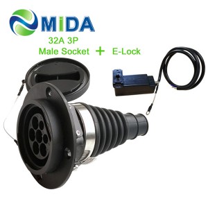 3Phase 32A Type2 inlets Male EV Charger Socket Uban ang lock DSIEC2f-EV32S Chinese supplier