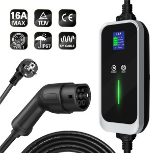 3.6KW Portable EV Charger 16A Type 2 EV Charger with EU Schuko Plug EVSE Charger for European Standard car