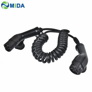 22kW 32A 400V Type 2 to Type 2 Charging Cable Spiral Coiled Cable