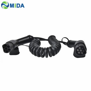 Modalità 3 Tip 2 EV Iċċarġjar Cable 3.6kW 16A Tip 2 għal Tip 2 Spiral Coiled Cable