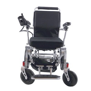 Sedia a rotelle elettrica portatile pieghevole in alluminio con batteria al litio