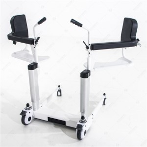 Էլեկտրական հիվանդի ամբարձիչ տեղափոխման ամբիոն կոմոդով հիվանդի տեղափոխման համար՝ մահճակալից աթոռ հաշմանդամների համար