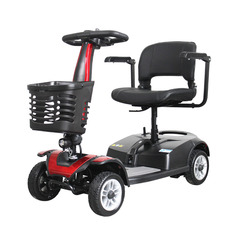 Scooter de mobilidade confortável de quatro rodas com rodas maiores para idosos Imagem em destaque