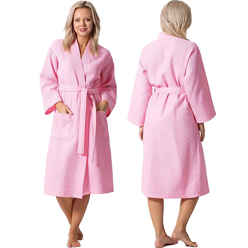 Wafel Knit Lightweight Kimono Spa & Bath Robes foar froulju Quick Dry Soft