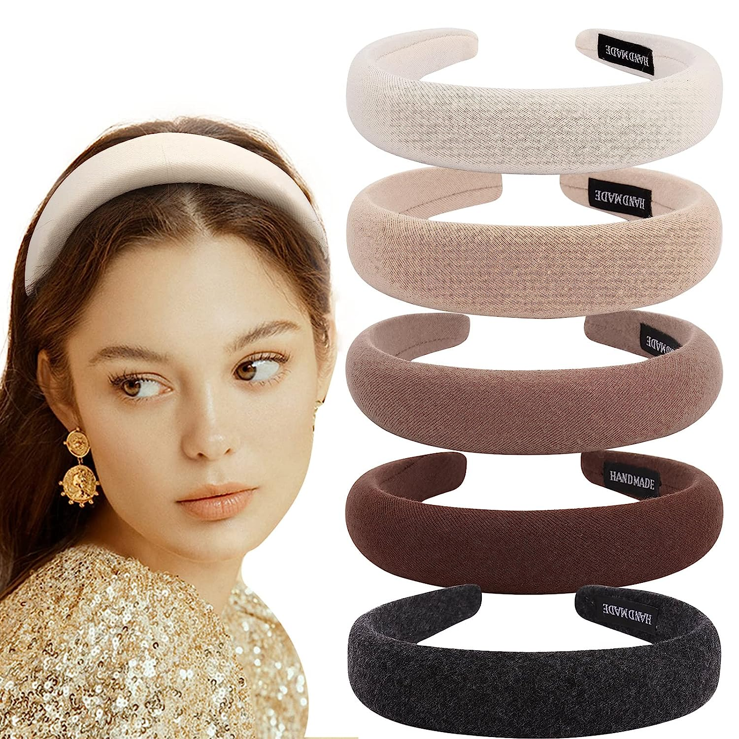 ຄົນອັບເດດ: Headbands ສໍາລັບເດັກຍິງແມ່ຍິງ Padded ແຖບຜົມ fabric