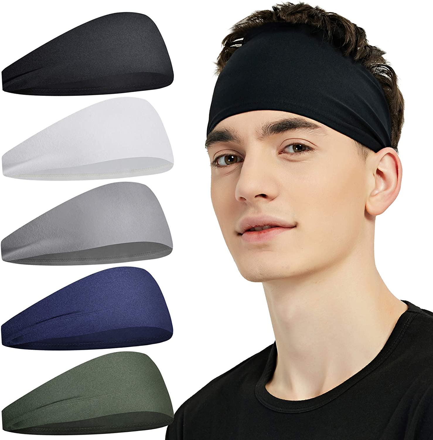 Vitambaa vya Kichwa vya Michezo kwa Wanaume Sweatband Headband Unyevu Wicking Workout Hairband