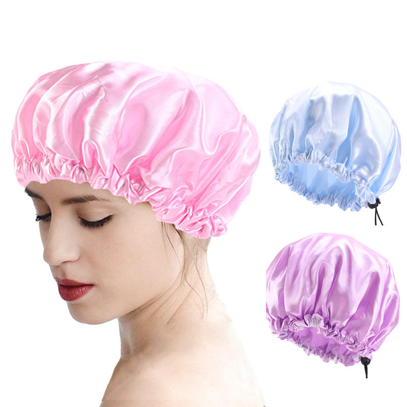 Kapa za tuširanje za ženske, moške, nastavljiva kopalna kapa s pokrovom za lase