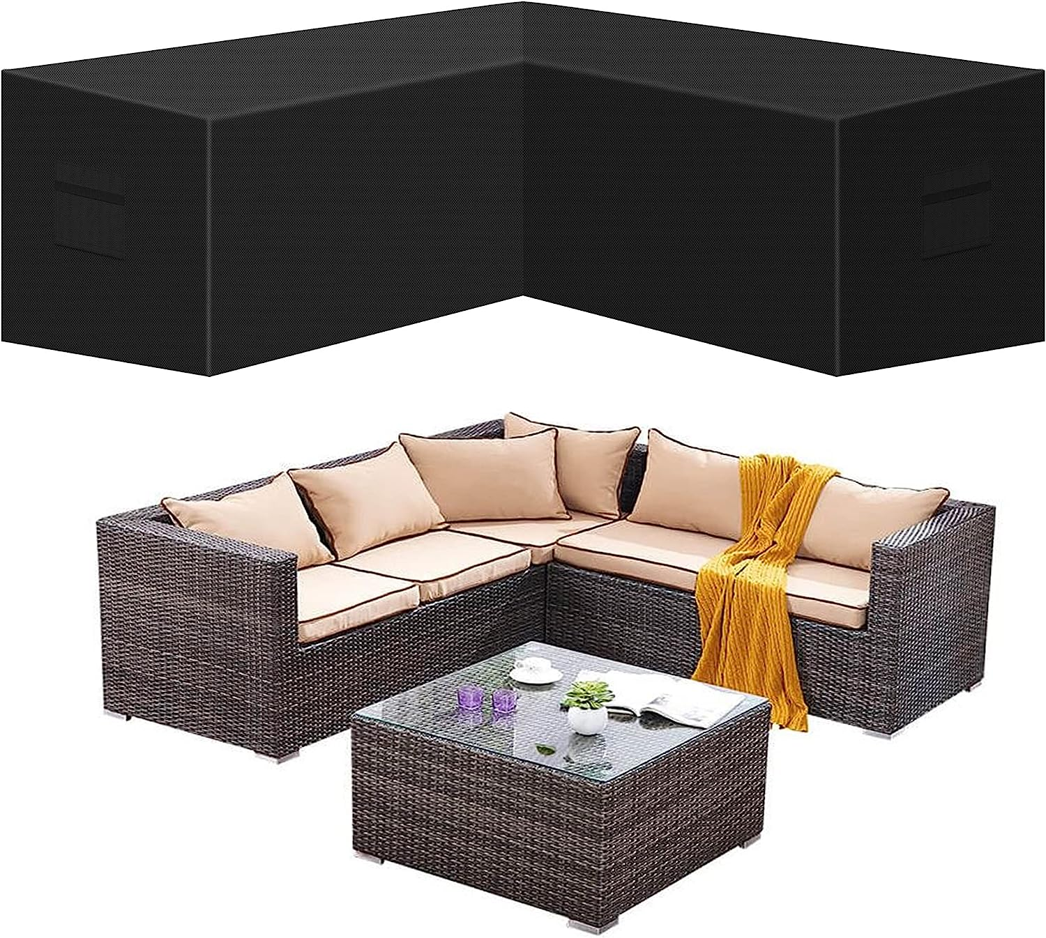 Úti V Lagaður Sectional sófa Cover Verönd Sectional Furniture Set Covers