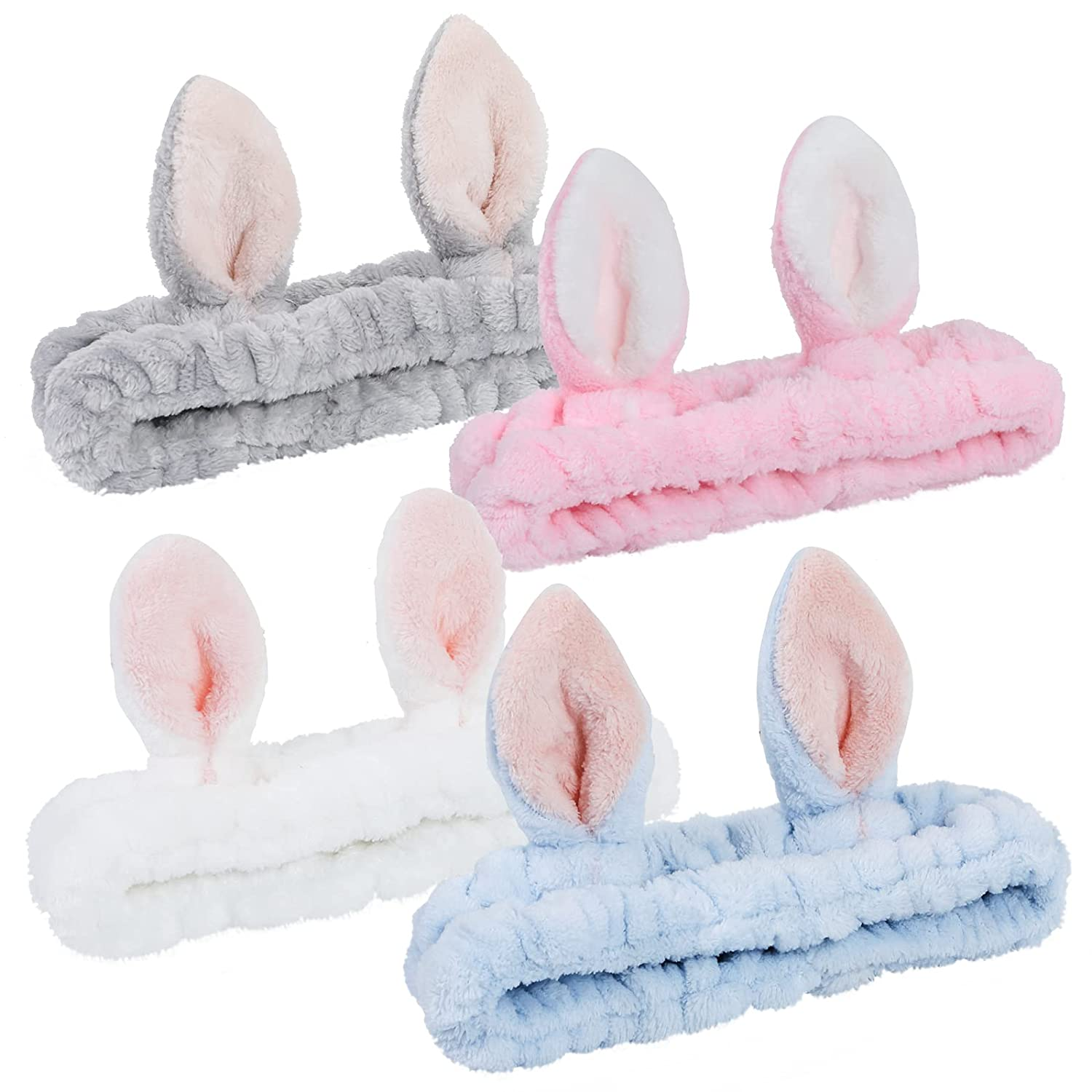 Makiyaj Spa Bando pou fanm Bunny Ears Head Wraps