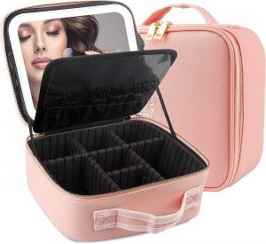 Cestovní make-up Kosmetika Vláček Balíček Line Set PU Sametová make-up taška se světly Módní PU kůže Beauty Product Bag