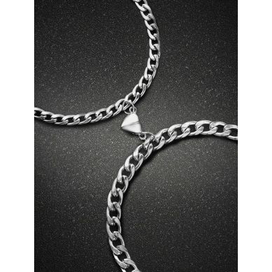 Bijoux de couple, chaîne cubaine NK, en acier inoxydable, avec serrure magnétique en forme de cœur, bracelets de couple pour petite amie et petit ami