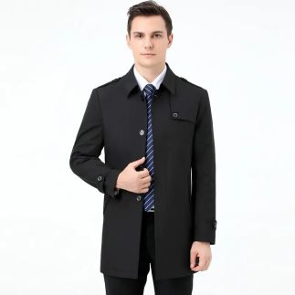 Fashion Factory Velkoobchod Custom Business Suit Lapel Plus Dlouhý kabát s páskem pro muže Módní svrchní sako