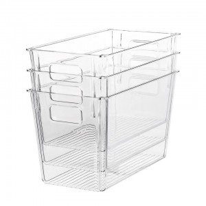 Boîte de rangement transparente en plastique doré, bureau, salle de bains, PET, boîte de rangement transparente Durable avec poignée